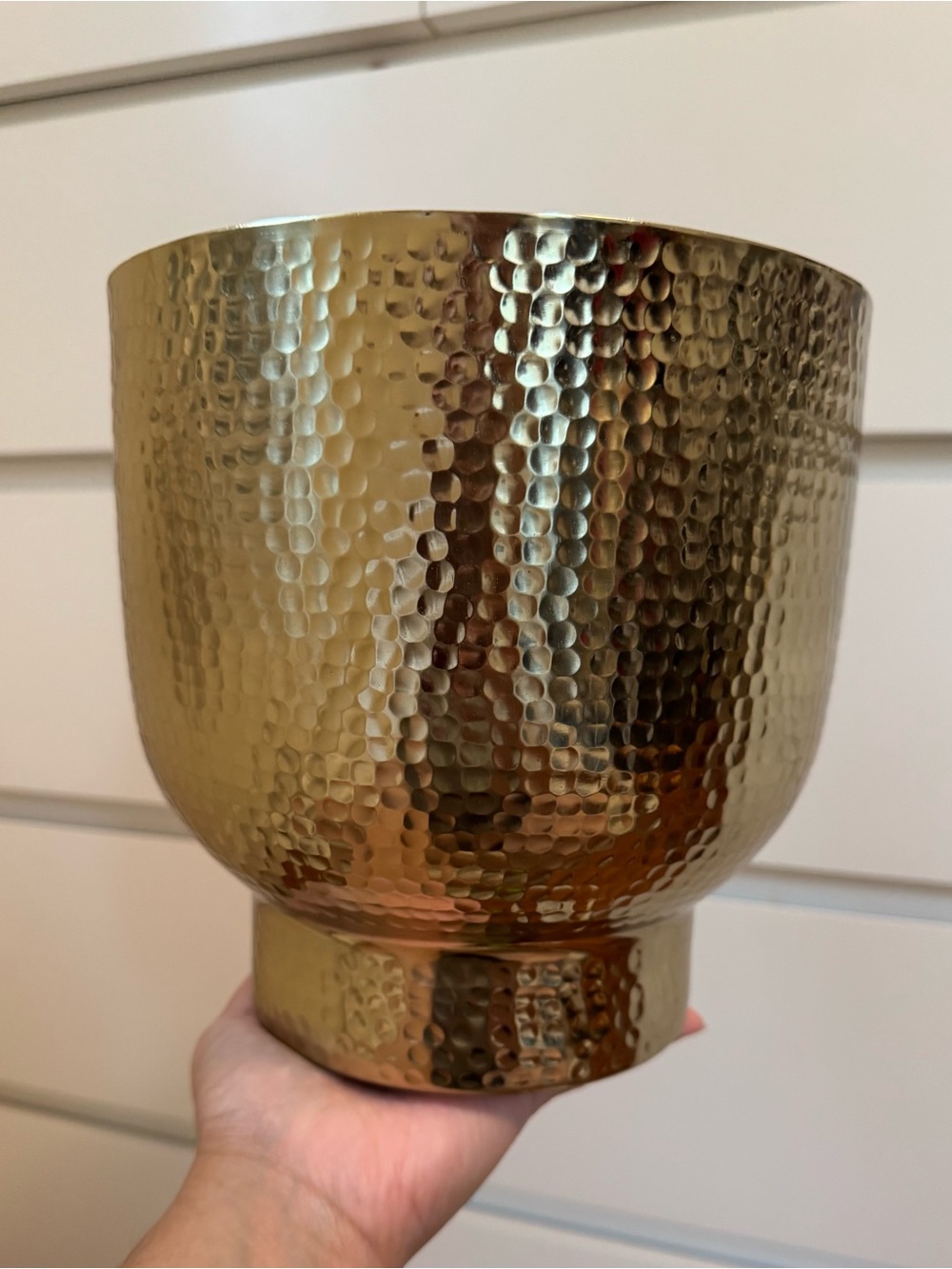 H&M HOME Large Gold Hammered Metal Plant / Flower Planter Pot